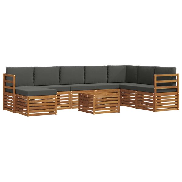 vidaXL Ensemble de canapés d'extérieur 9 pc Naturel et Anthracite