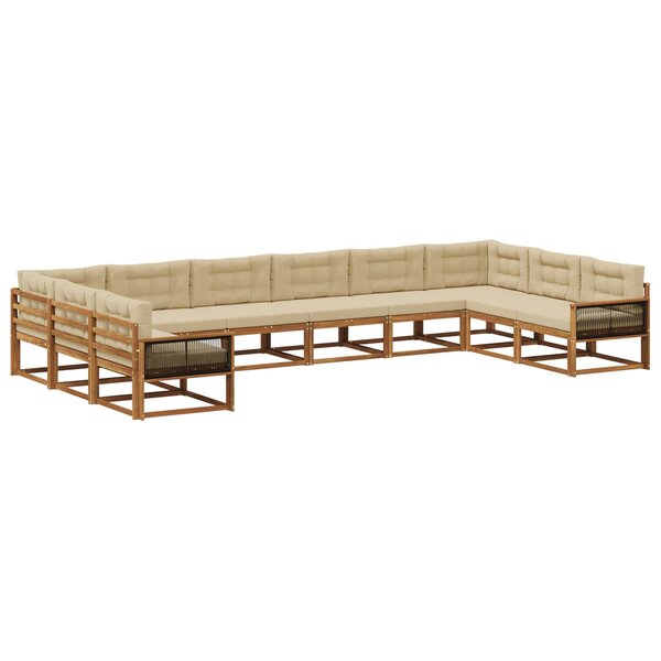 vidaXL Ensemble de canapés d'extérieur 10 pc Naturel et Beige