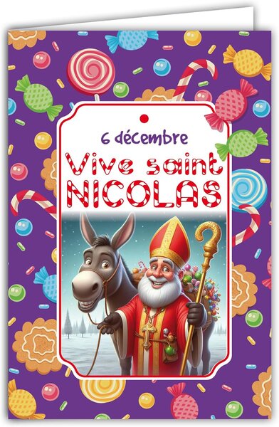 Carte Vive Saint Nicolas Bonne fête avec Enveloppe