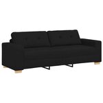 Canapé 3 places en tissu noir avec coussins