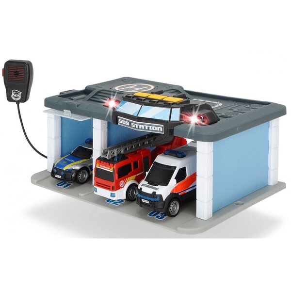 Dickie 203716015 - SOS Station de Sauvetage avec Police  Pompiers et Ambulance