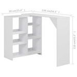 vidaXL Table de bar avec tablette amovible Blanc 138x39x110 cm