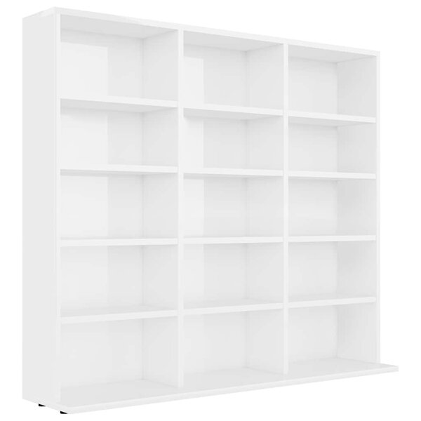 vidaXL Armoire à CD Blanc brillant 100x23x89 5 cm Bois d’ingénierie