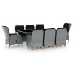 vidaXL Ensemble à manger 9 Pièces avec coussins résine tressée gris clair