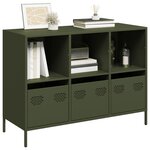 vidaXL Buffet vert olive 101 5x39x73 5 cm acier laminé à froid
