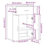 vidaXL Buffet Chêne artisanal 60 x 30 x 84 cm Bois d'ingénierie