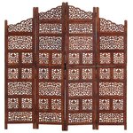 vidaXL Cloison de séparation 4 panneaux Marron 160x165cm Bois manguier