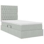 vidaXL Lit de rangement LED avec matelas Gris clair 90 x 190 cm