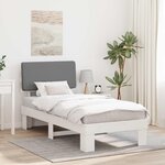 vidaXL Cadre de lit avec tête de lit rembourrée Gris clair 90 x 200 cm