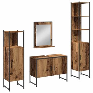 vidaXL Ensemble de mobilier de salle de bain avec porte 4 Pièces Marron