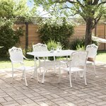 vidaXL Ensemble de salle à manger de jardin 5 pièces en aluminium coulé blanc