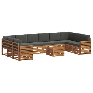 vidaXL Ensemble de canapés d'extérieur 11 pc Naturel et Anthracite
