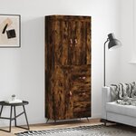 vidaXL Buffet haut Chêne fumé 69 5x34x180 cm Bois d'ingénierie