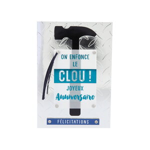 Carte de voeux paillettes - anniversaire - on enfonce le clou !