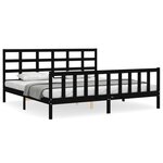 vidaXL Cadre de lit sans matelas noir 200x200 cm bois massif de pin