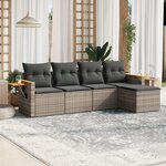 vidaXL Salon de jardin 5 Pièces avec coussins gris résine tressée