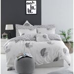 Parure de lit - housse de couette 220 x 240 + 2 taies d'oreiller 60 x 60  65  coton- Gris