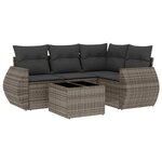 vidaXL Salon de jardin 5 Pièces avec coussins gris résine tressée