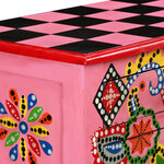 vidaXL Table console Bois de manguier massif Rose Peint à la main