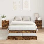 vidaXL Cadre de lit avec rangement Chêne fumé 236.5 x 120 x 31.5 cm
