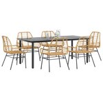 vidaXL Ensemble à manger jardin 7Pièces marron rpoly otin verre