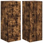 vidaXL Meuble TV mural Montage mural 2 Pièces Chêne fumé 30 x 31 x 80 cm