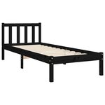 vidaXL Cadre de lit sans matelas noir bois de pin massif
