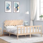 vidaXL Cadre de lit avec tête de lit 160x200 cm bois massif