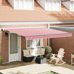 vidaXL Auvent Rétractable Rouge et blanc 400 × 300 cm Polyester