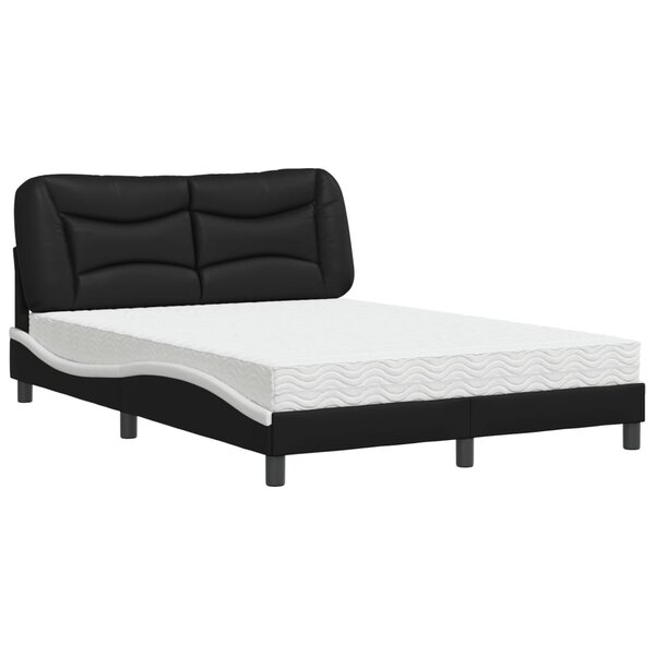 vidaXL Lit avec matelas noir et blanc 140x200 cm similicuir