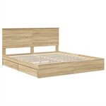 vidaXL Lit de Rangement Chêne Sonoma 180 x 200 cm Bois d'ingénierie