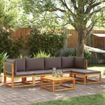 vidaXL Salon de jardin avec coussins 6 Pièces bois d'acacia solide