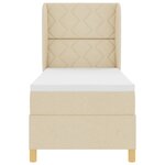Lit Box Spring avec Matelas Crème 80x200 cm en Tissu
