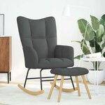 vidaXL Chaise à bascule avec repose-pied Gris foncé Tissu