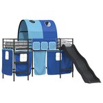 vidaXL Cadre de lit superposé pour enfants avec rideaux Noir et Bleu