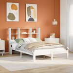 vidaXL Lit bibliothèque sans matelas blanc 140x190 cm bois pin massif