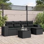 vidaXL Salon de jardin 6 Pièces avec coussins noir résine tressée