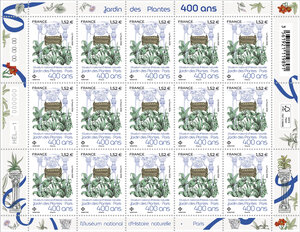 Feuille de 15 timbres - Jardin des plantes - Lettre Verte