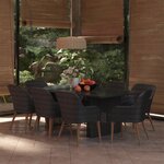 vidaXL Ensemble à manger de jardin 9 Pièces Résine tressée Noir