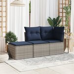 vidaXL Tabouret de jardin avec coussin gris 55x55x37 cm résine tressée