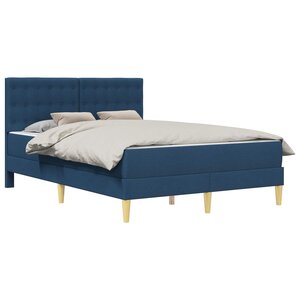 vidaXL Cadre de lit avec matelas Bleu 160 x 200 cm Tissu