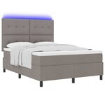 vidaXL Lit à ressorts avec matelas avec LED Taupe 140 x 190 cm tissu