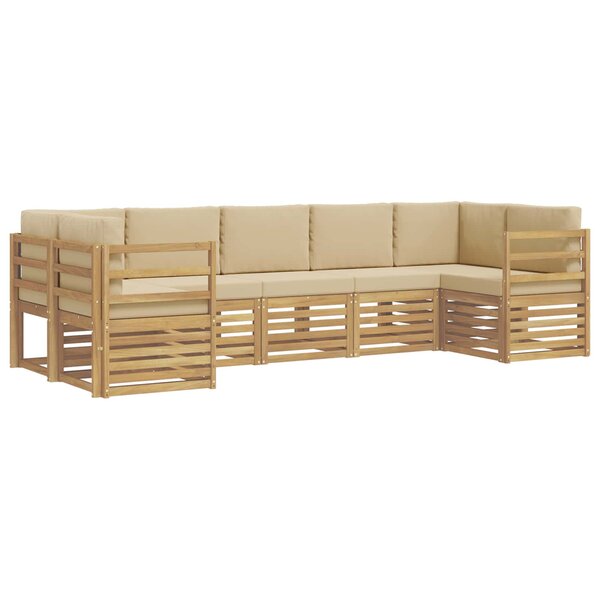 vidaXL Ensemble de canapés d'extérieur 7 pc Blanc et Beige Polyester