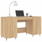 Bureau table poste de travail meuble d'ordinateur informatique étude chêne sonoma 140 x 50 x 75 cm bois d'ingénierie brun 02_0023647