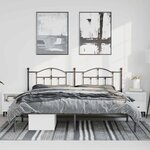 vidaXL Cadre de lit métal sans matelas avec tête de lit noir 183x213cm