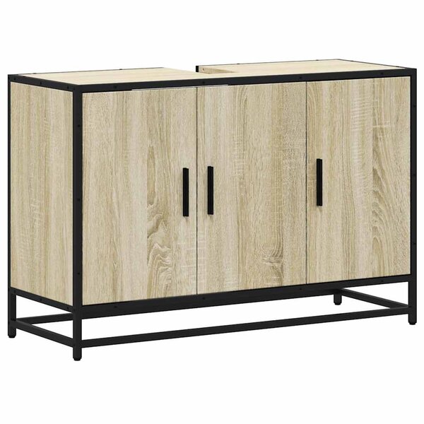 vidaXL Meuble de salle de bain avec lavabo Chêne Sonoma 90 x 33 x 60 cm Bois d'ingénierie