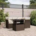 vidaXL Salon de jardin avec coussins 5 Pièces marron résine tressée