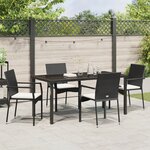 vidaXL Ensemble de salle à manger de jardin 5 pièces avec coussins Noir Poly Rattan