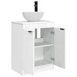 vidaXL Meuble de salle de bain avec évier Blanc brillant