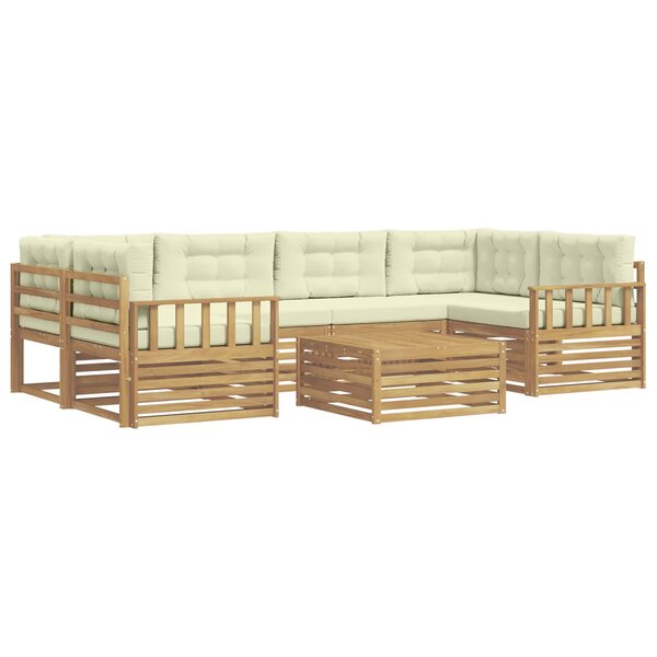 vidaXL Ensemble de canapés d'extérieur 7 pc Blanc et crème Polyester